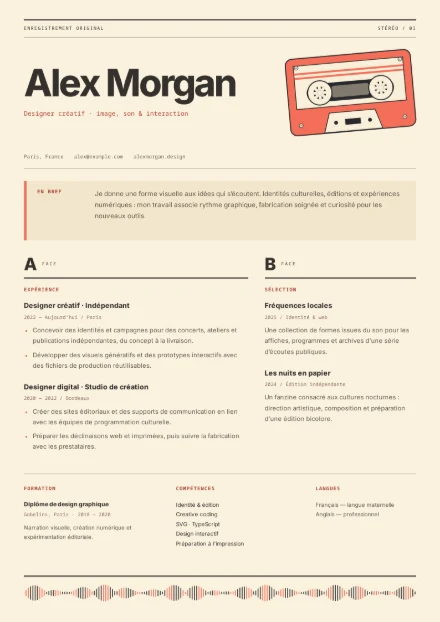 Cassette resume template